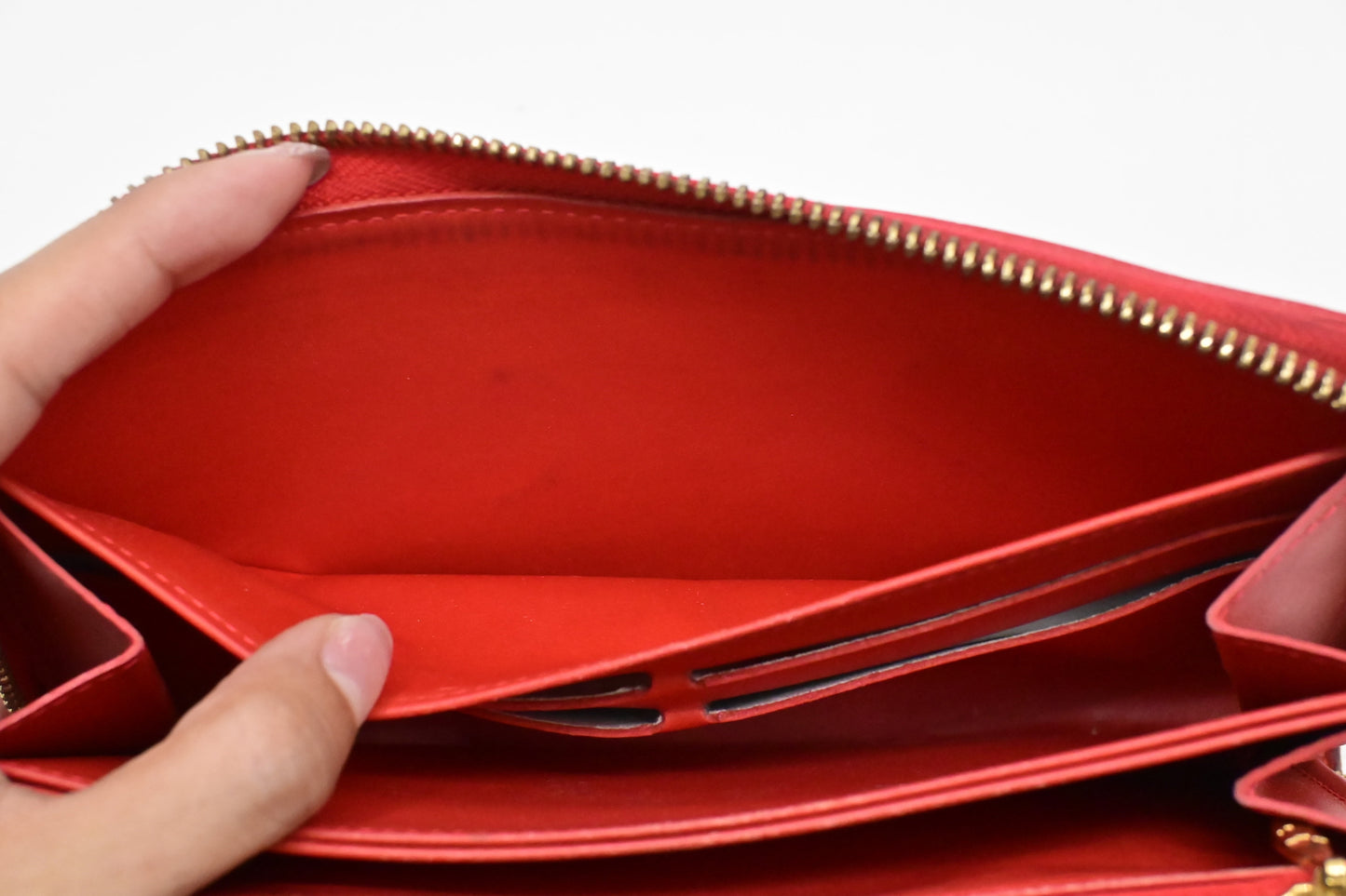 Louis Vuitton Long Zippy Wallet in Orange Sunset Vernis Leather