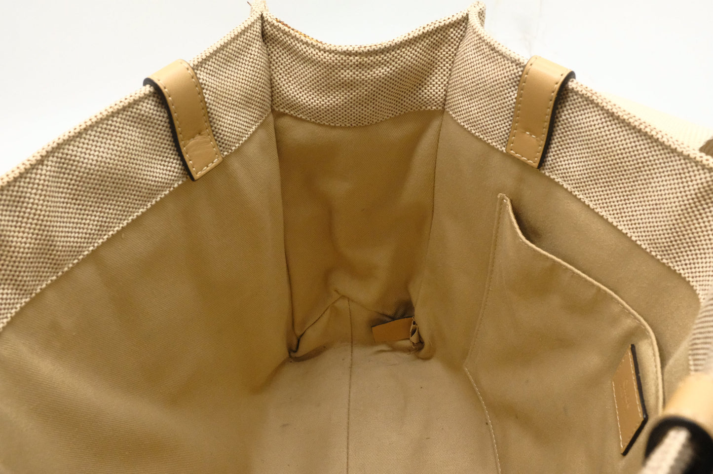 Chloe Woody Medium Tote in Beige Canvas