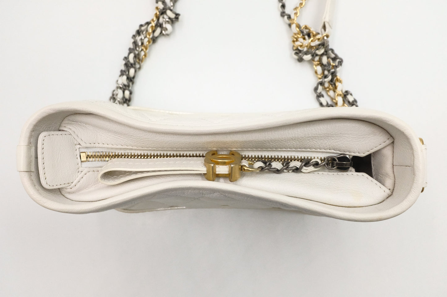 Chanel Small Gabrielle Hobo Bag in White Leather