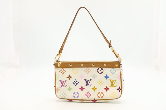 Louis Vuitton Pochette Accessoires in White Multicolor Monogram Canvas