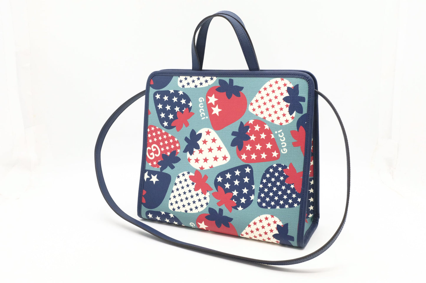 Gucci Children's Crossbody Tote in Strawberry Star Coated Canvas