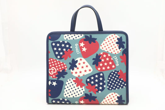 Gucci Children's Crossbody Tote in Strawberry Star Coated Canvas