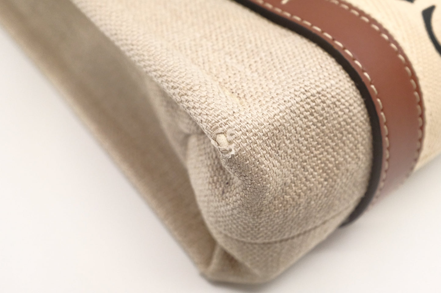 Chloe Woody Small 2-Way Tote in Beige Canvas