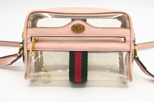 Gucci Ophidia Crossbody in Clear PVC and Pink Leather