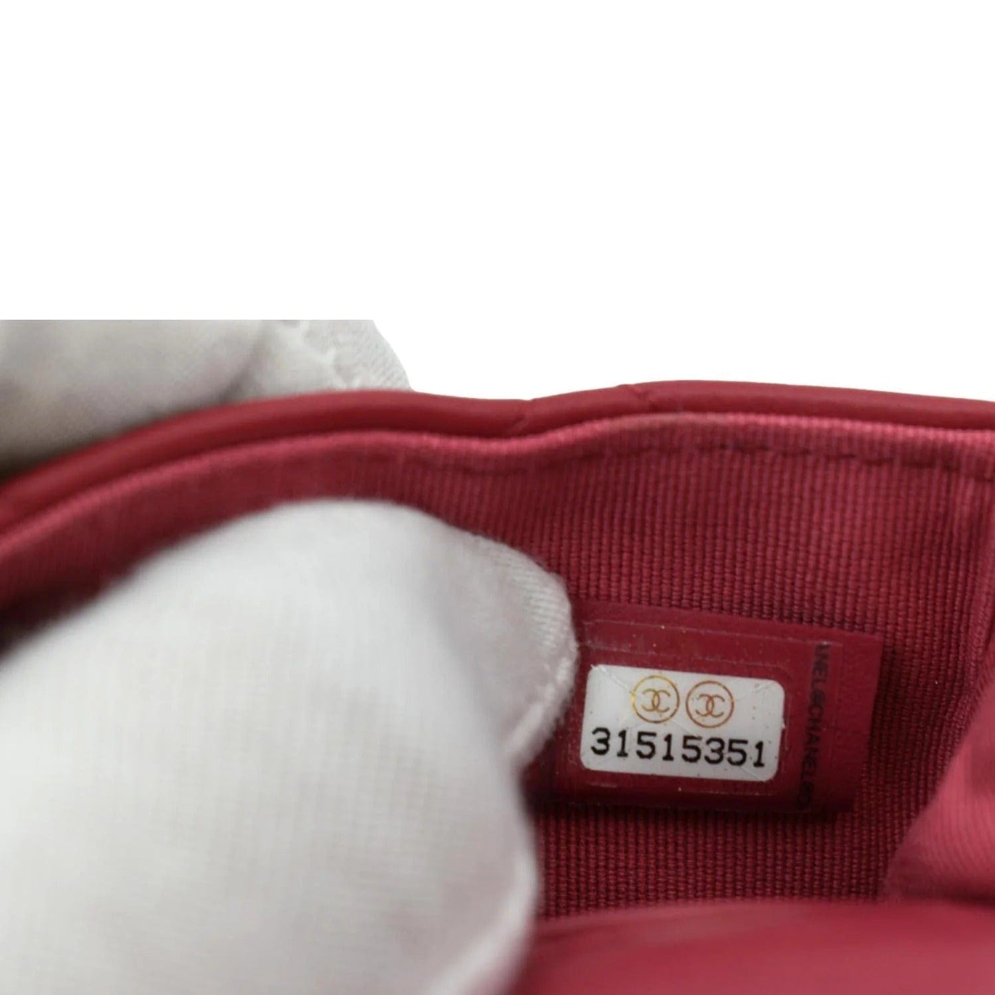 CHANEL Women Top Handle Flap Card Holder Quilted Leather Chain Shoulder Bag Red