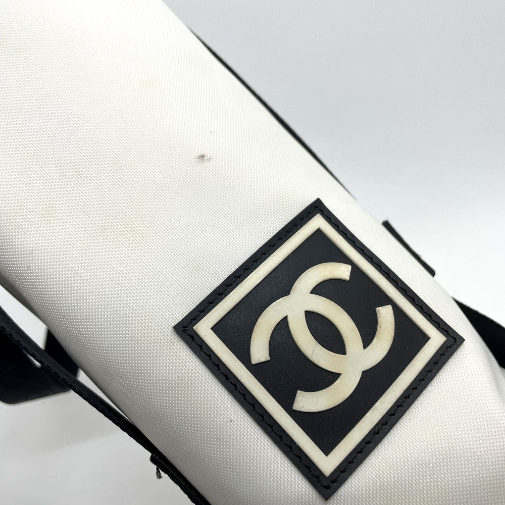 CHANEL Shoulder Bag Nylon White x black Sports Line CCCOCO Mark drink bag Women Used