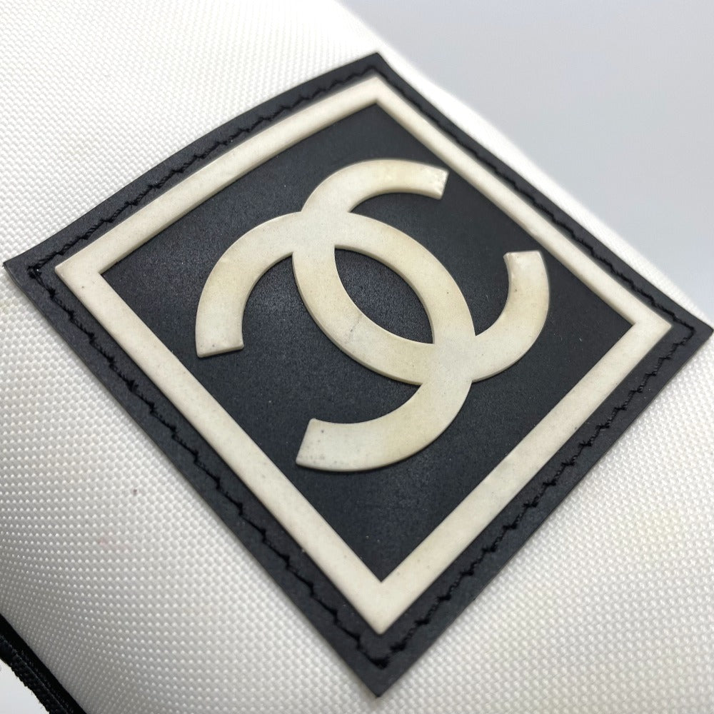 CHANEL Shoulder Bag Nylon White x black Sports Line CCCOCO Mark drink bag Women Used