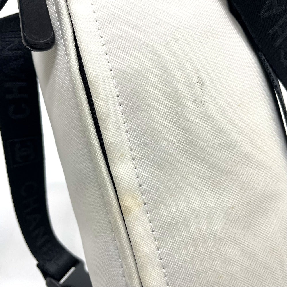 CHANEL Shoulder Bag Nylon White x black Sports Line CCCOCO Mark drink bag Women Used
