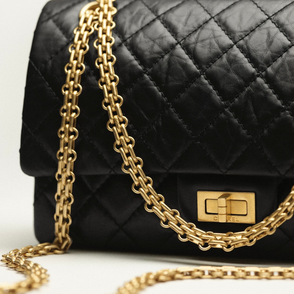 Chanel Aged Calfskin & Gold-Tone Metal Black
