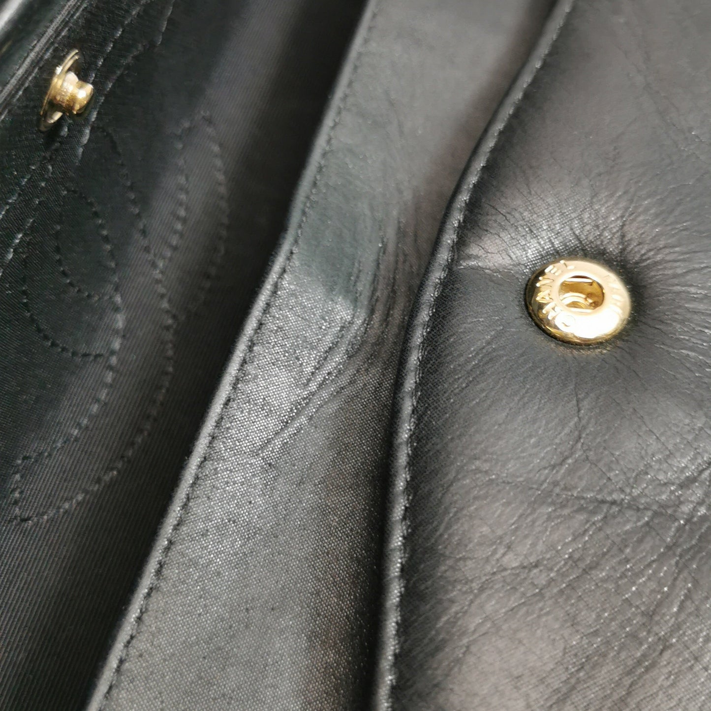 Chanel Classic Flap Gold and Black Calfskin Leather Gold-tone Hardware Shoulder Bag