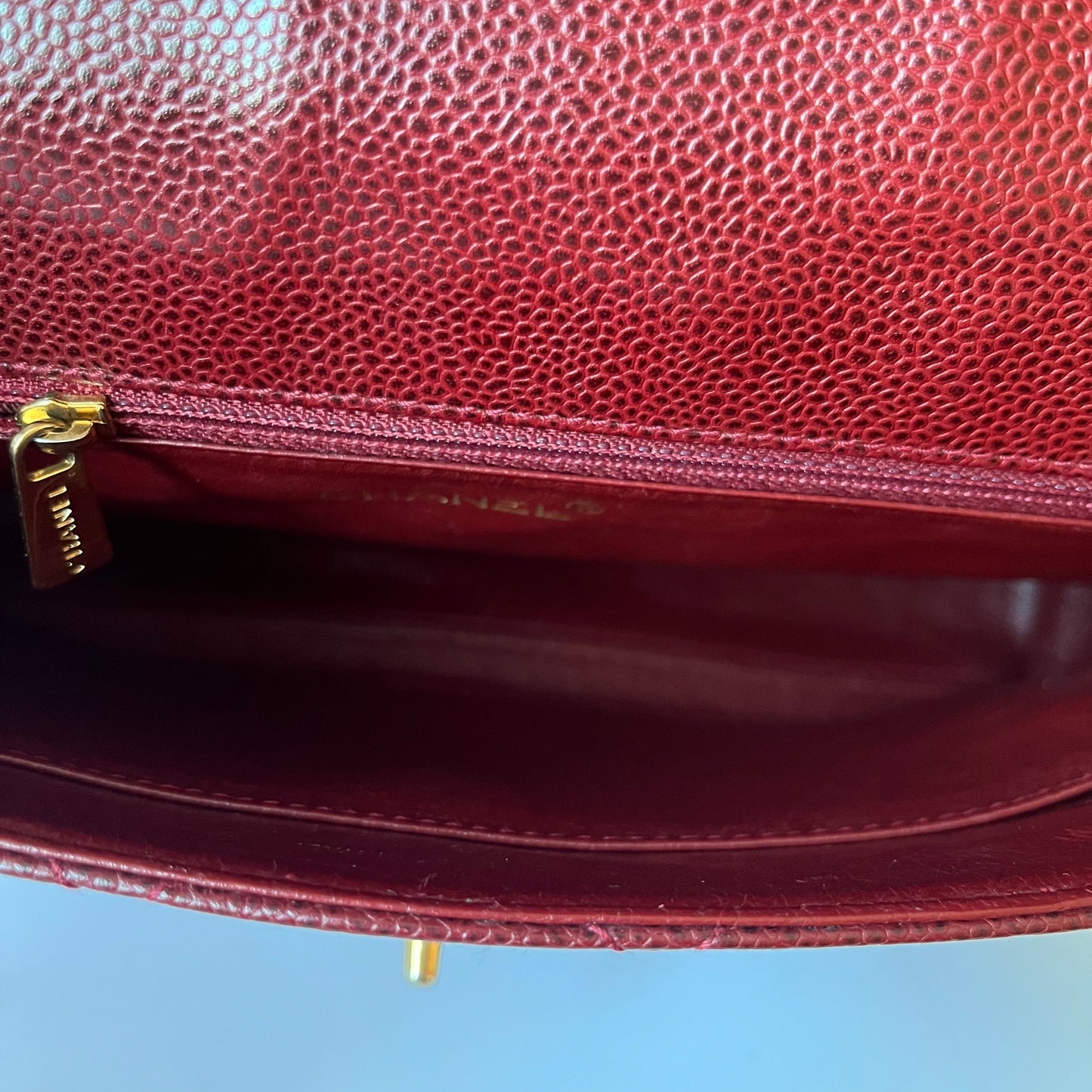 Chanel Vintage Burgundy Caviar Leather Shoulder Bag 24k Gold HW