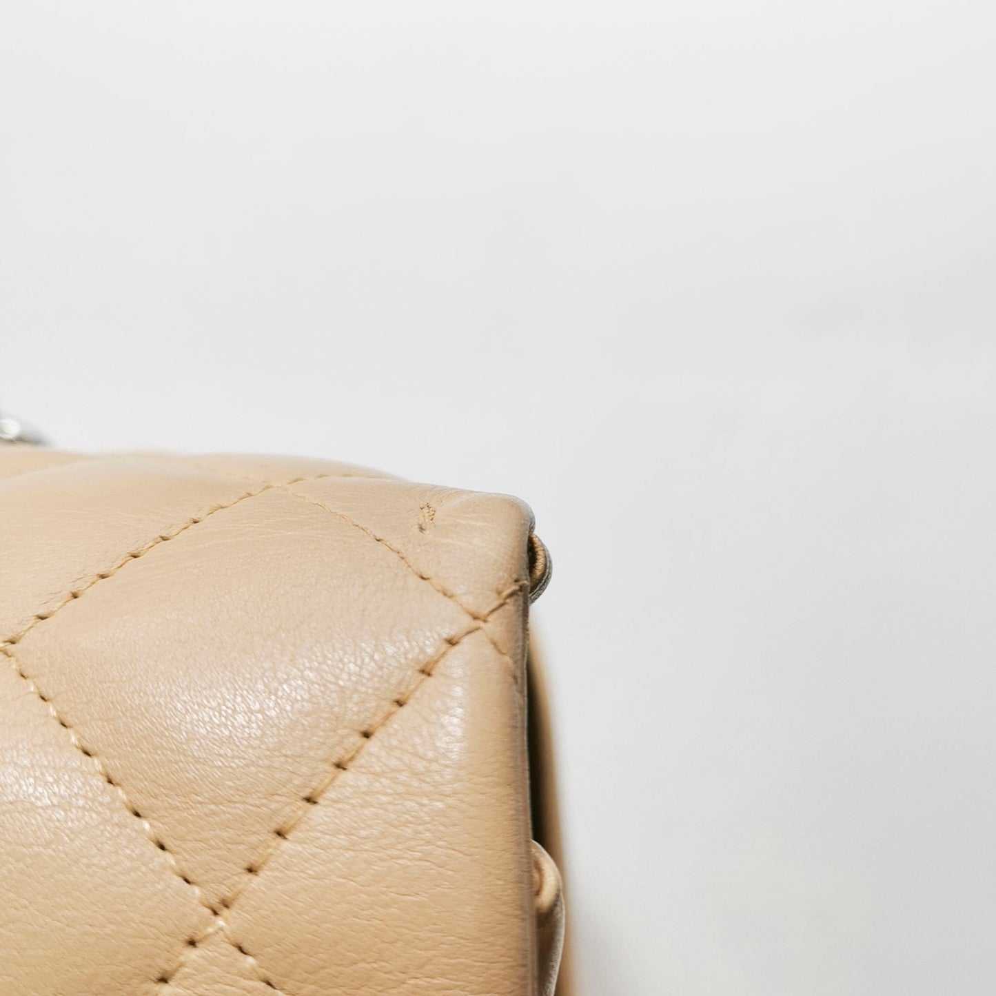 Chanel Cambon Flap Maxi Beige Calfskin Leather Double Strap Shoulder Bag