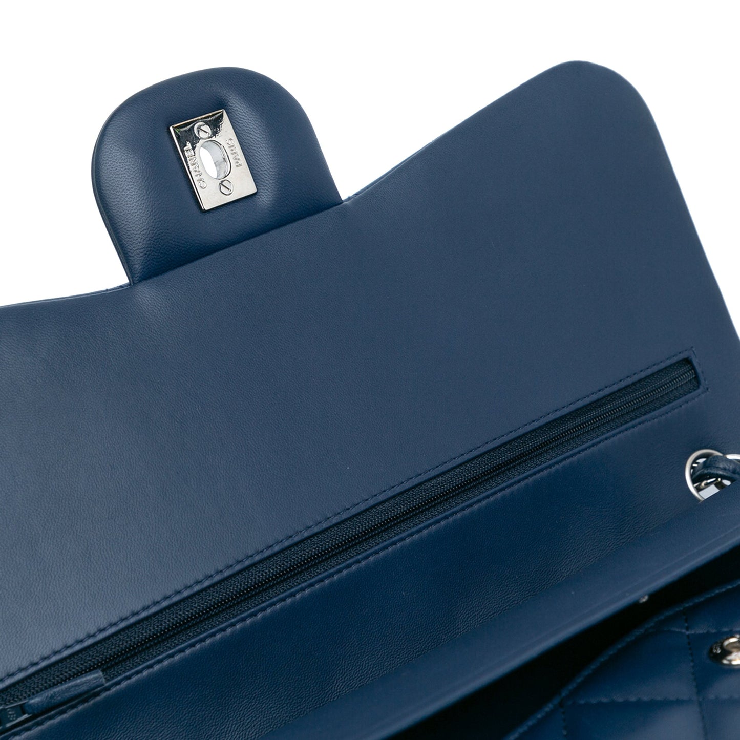 Blue Chanel Jumbo Classic Lambskin Double Flap Shoulder Bag