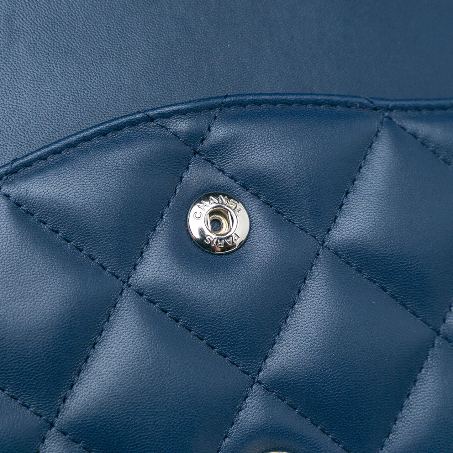 Blue Chanel Jumbo Classic Lambskin Double Flap Shoulder Bag