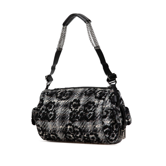 Gray Chanel Tweed Camellia Shoulder Bag
