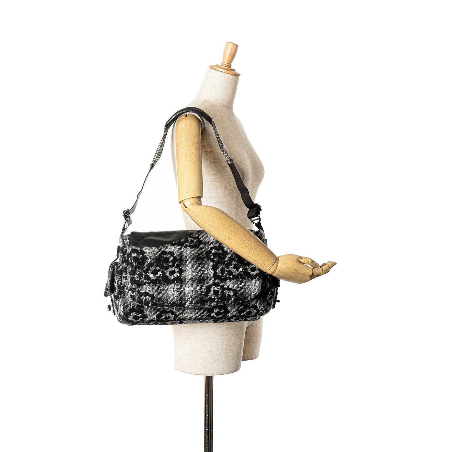 Gray Chanel Tweed Camellia Shoulder Bag