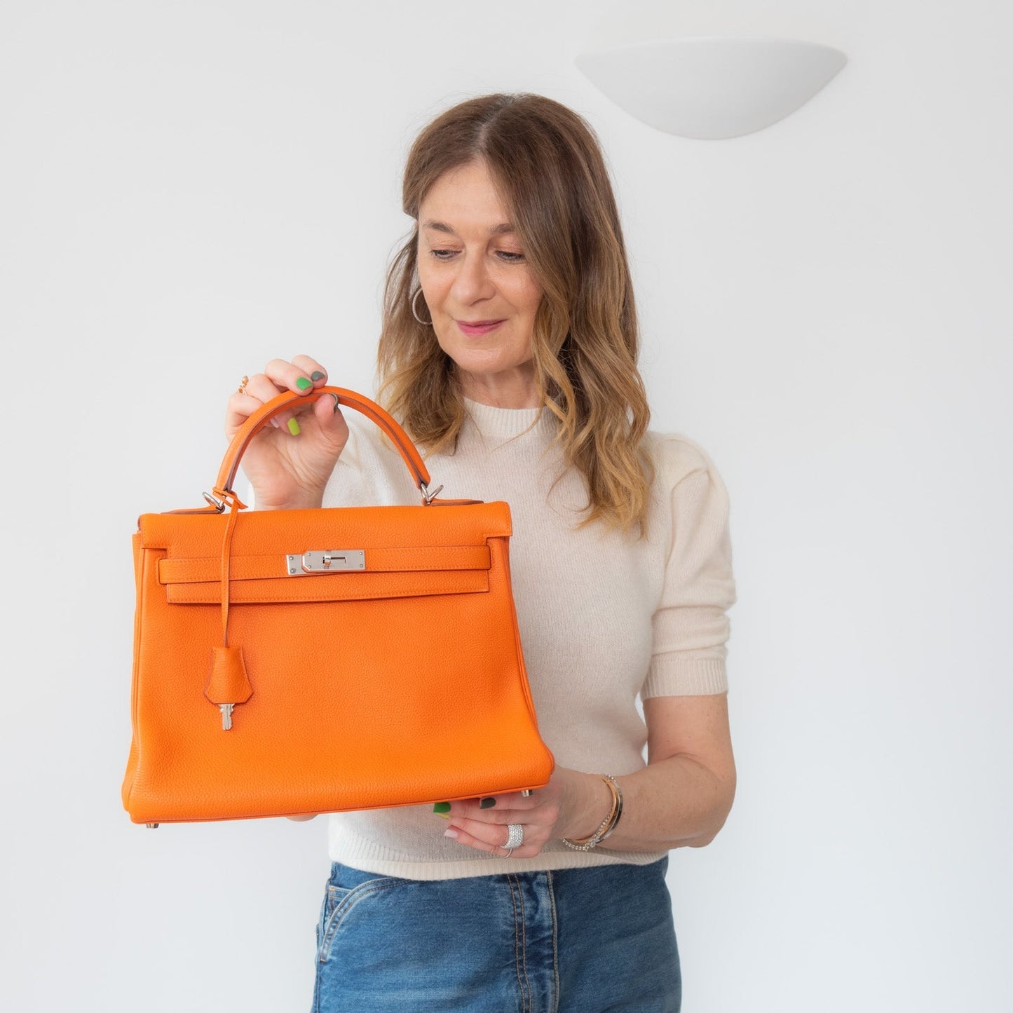 Hermes Orange Kelly 32 Retourne Bag