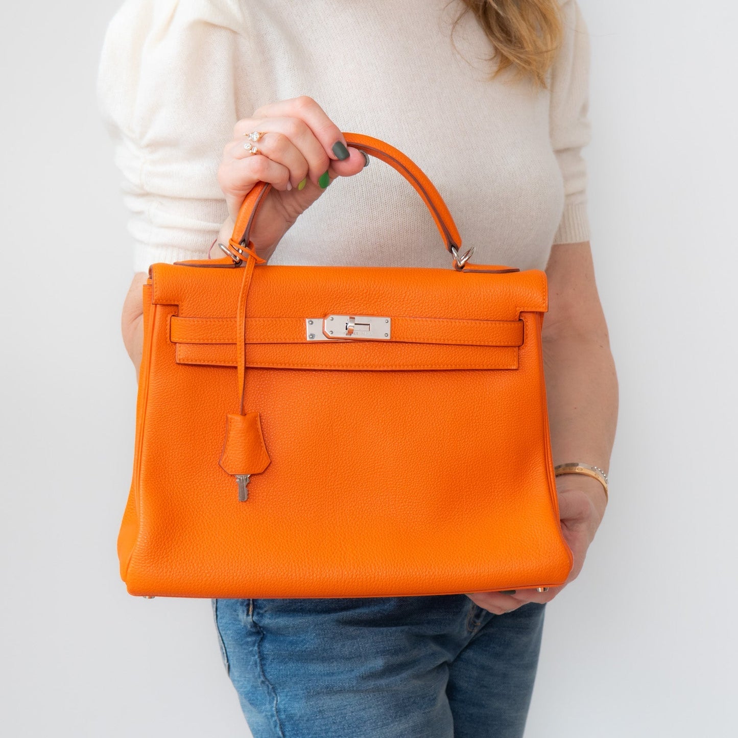 Hermes Orange Kelly 32 Retourne Bag