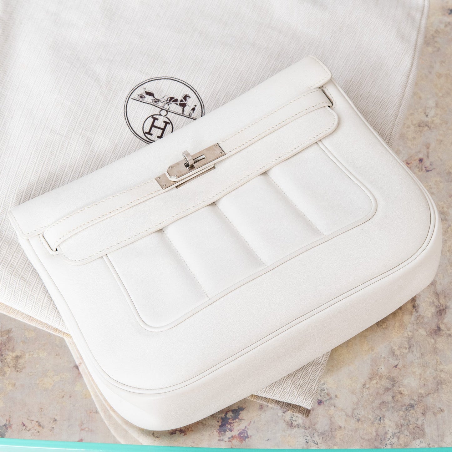 Hermes White Berline Bag