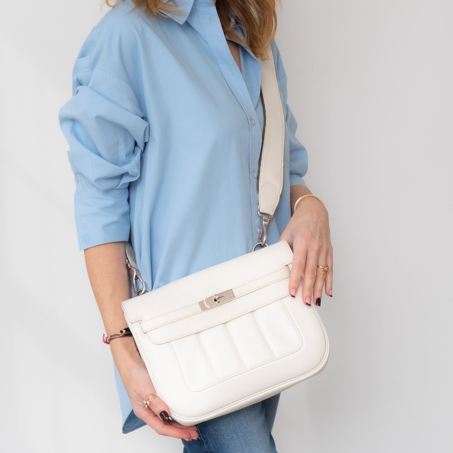 Hermes White Berline Bag