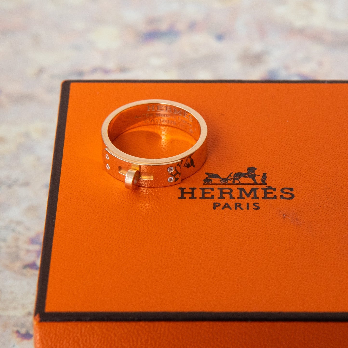 Hermes Rose Gold Kelly Ring Size 51