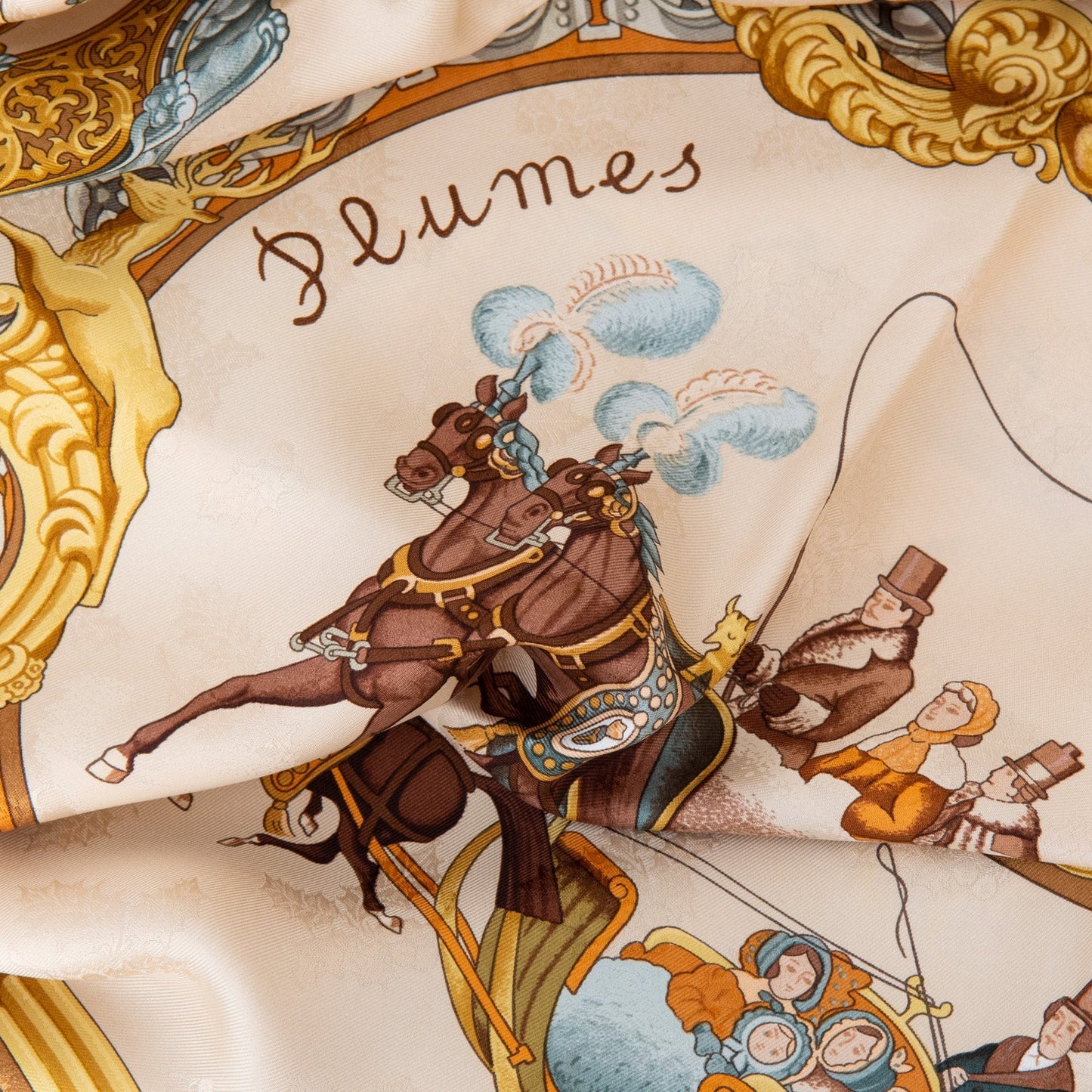 Hermes Plumes et Grelots Julia Abadie Silk Scarf 90 cm