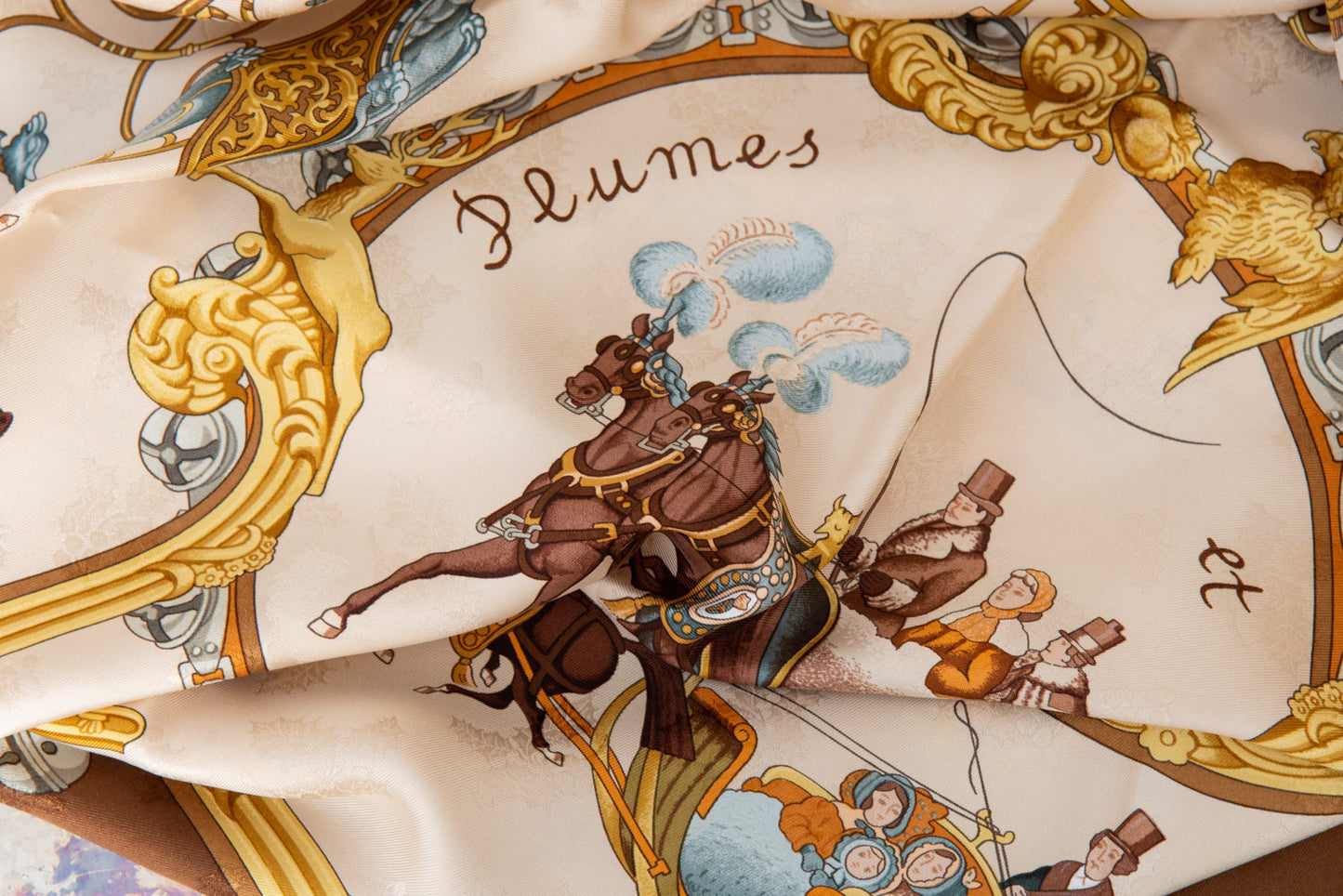 Hermes Plumes et Grelots Julia Abadie Silk Scarf 90 cm