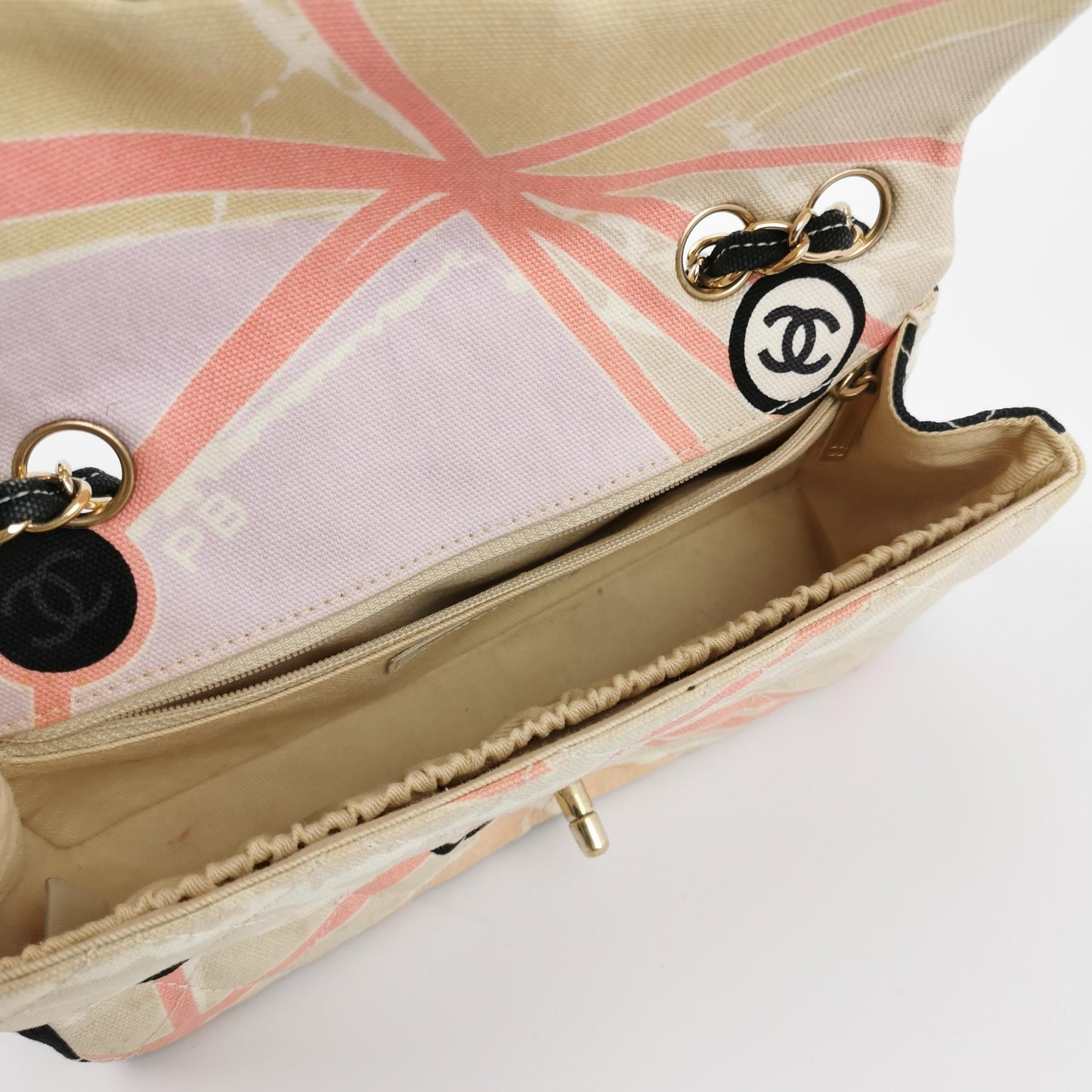 Chanel Baguette Flap Multicolor Eiffel Tower Print Cloth Shoulder Bag