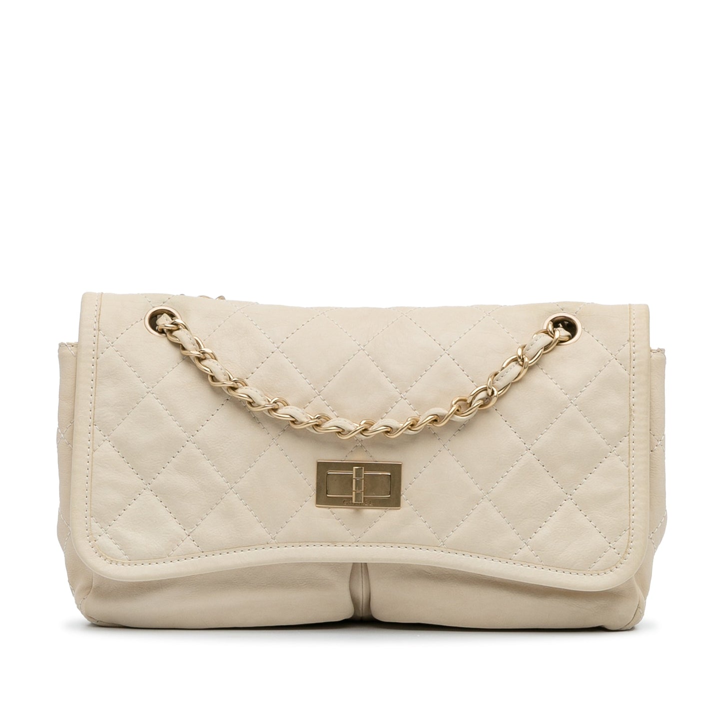 White Chanel Natural Beauty Split Pocket Shoulder Bag