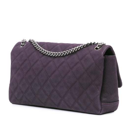 Purple Chanel Quilted Iridescent Caviar Lady Pearly Flap Shoulder Bag