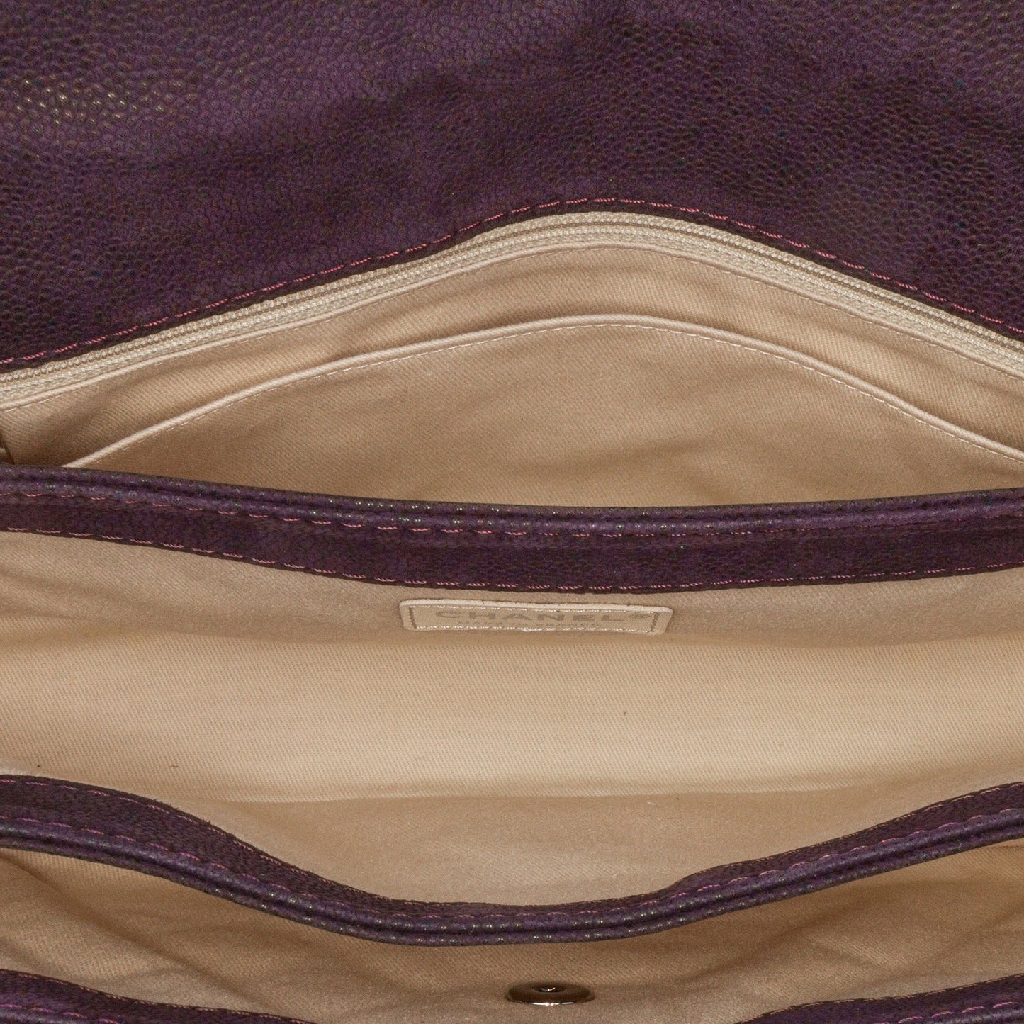 Purple Chanel Quilted Iridescent Caviar Lady Pearly Flap Shoulder Bag