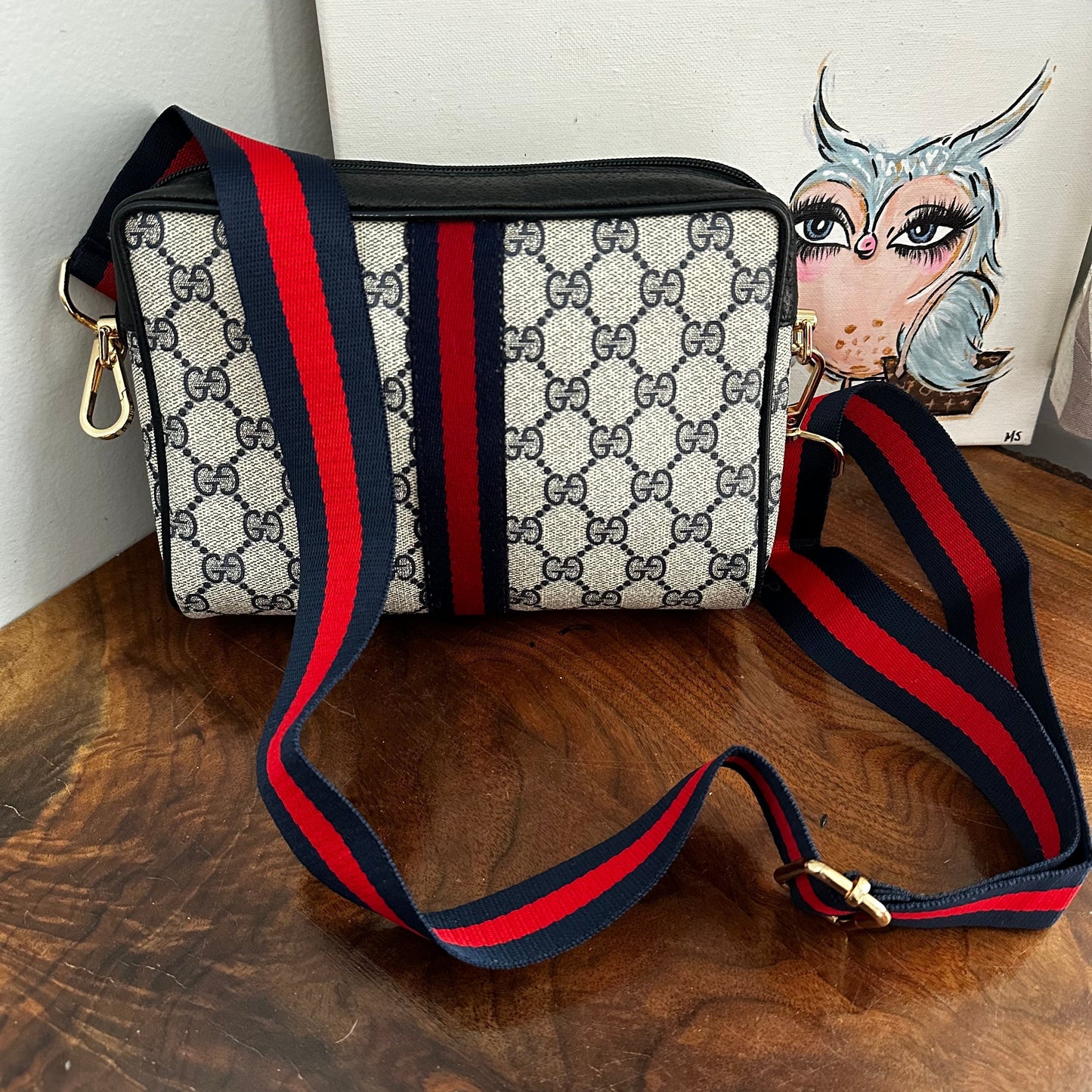 The Junco - Navy Vintage Gucci GG Crossbody
