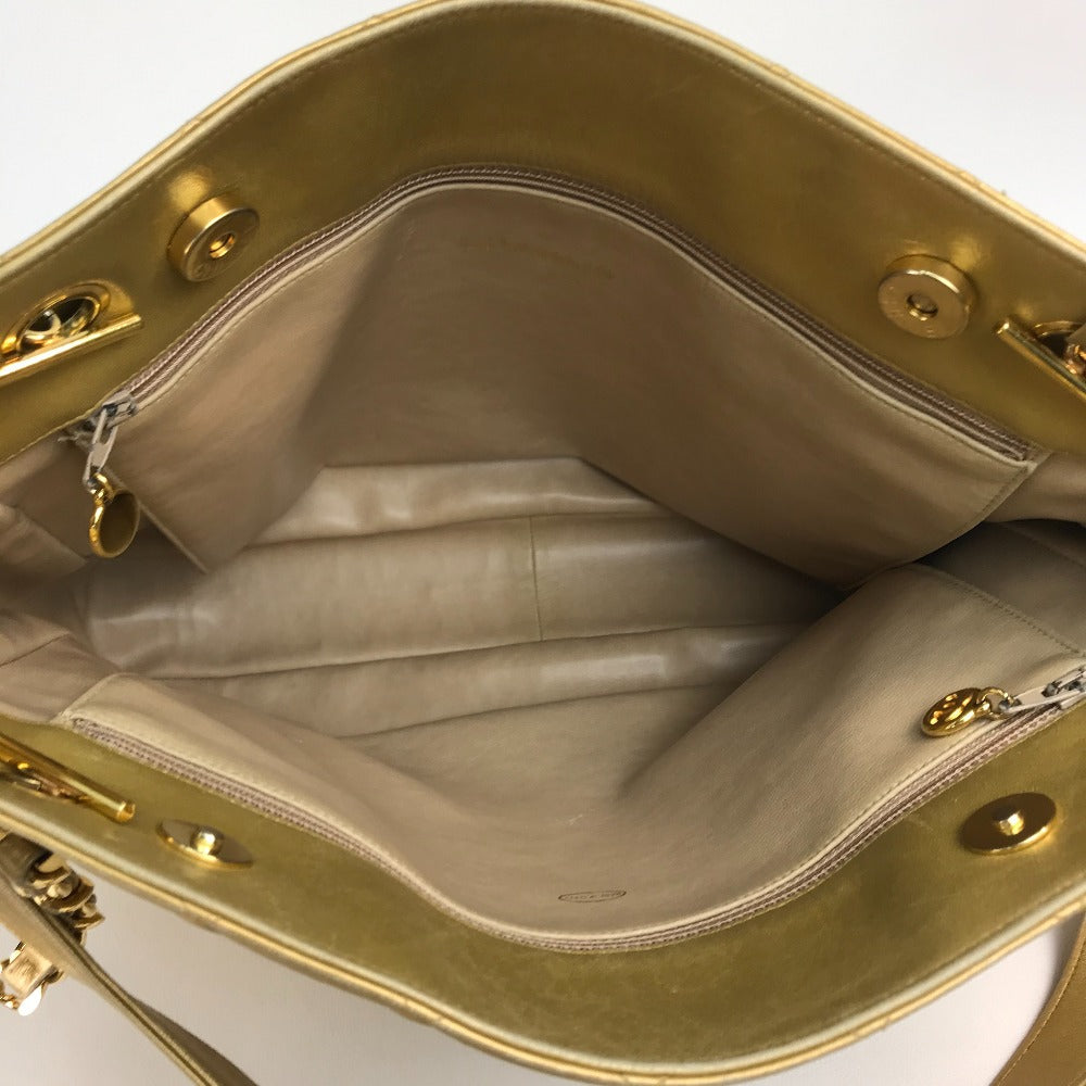 CHANEL Shoulder Bag lambskin Gold x Gold Metal Coco ball Matrasse Women Used