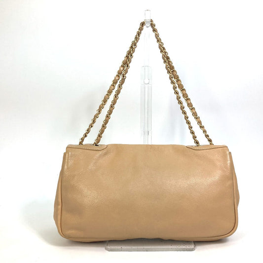 CHANEL Shoulder Bag lambskin beige CC COCO Mark WChain Bag Flap Women Used