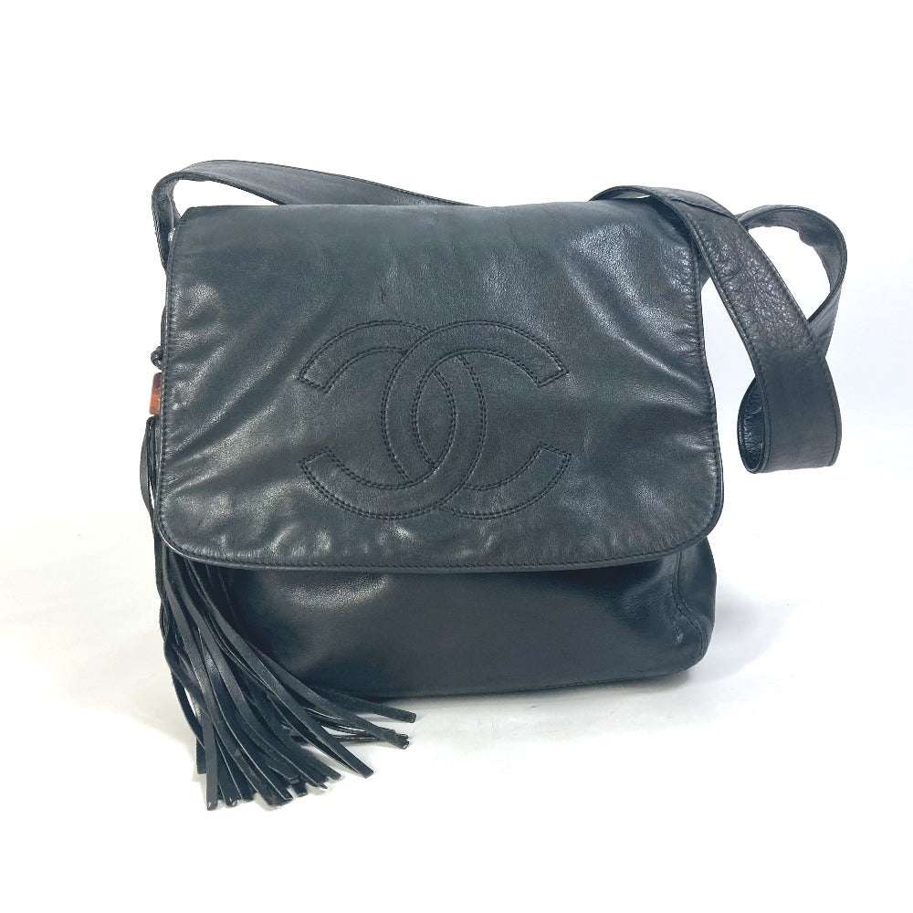 CHANEL Shoulder Bag lambskin black Shoulder CC COCO Mark Women Used