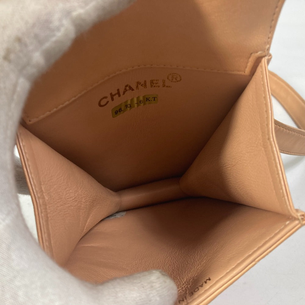 CHANEL Shoulder Bag lambskin Pink type neck pouch smartphone pouch Matelasse Pouch Quilting Women Used