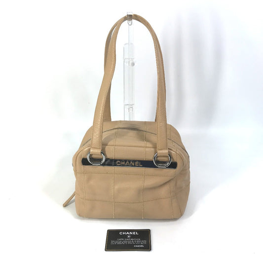 CHANEL Handbag lambskin beige Shoulder Bag Shoulder Bag chocolate bar quilting Women Used