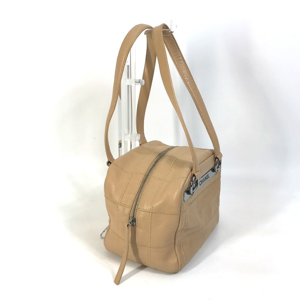 CHANEL Handbag lambskin beige Shoulder Bag Shoulder Bag chocolate bar quilting Women Used