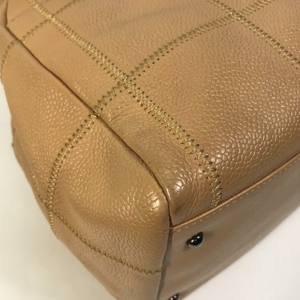 CHANEL Handbag lambskin beige Shoulder Bag Shoulder Bag chocolate bar quilting Women Used