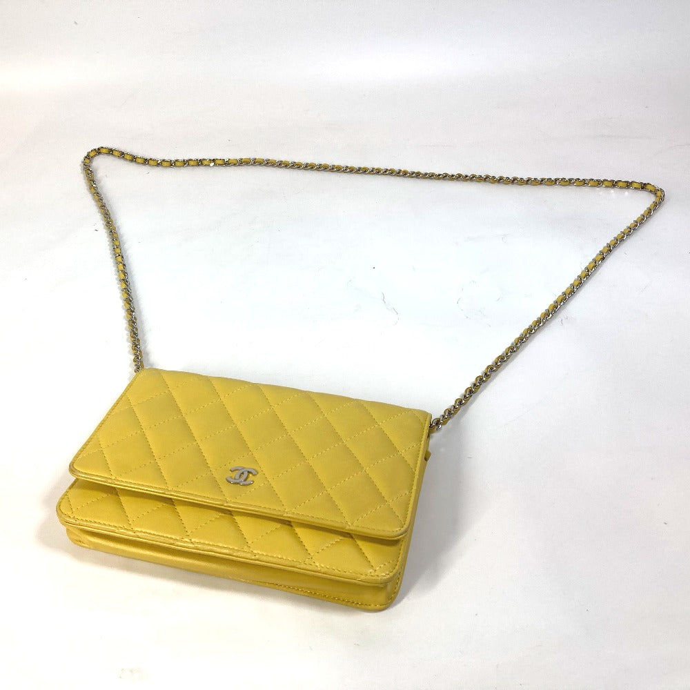 CHANEL Shoulder Bag AP0250 lambskin yellow CC COCO Mark Matrasse quilting