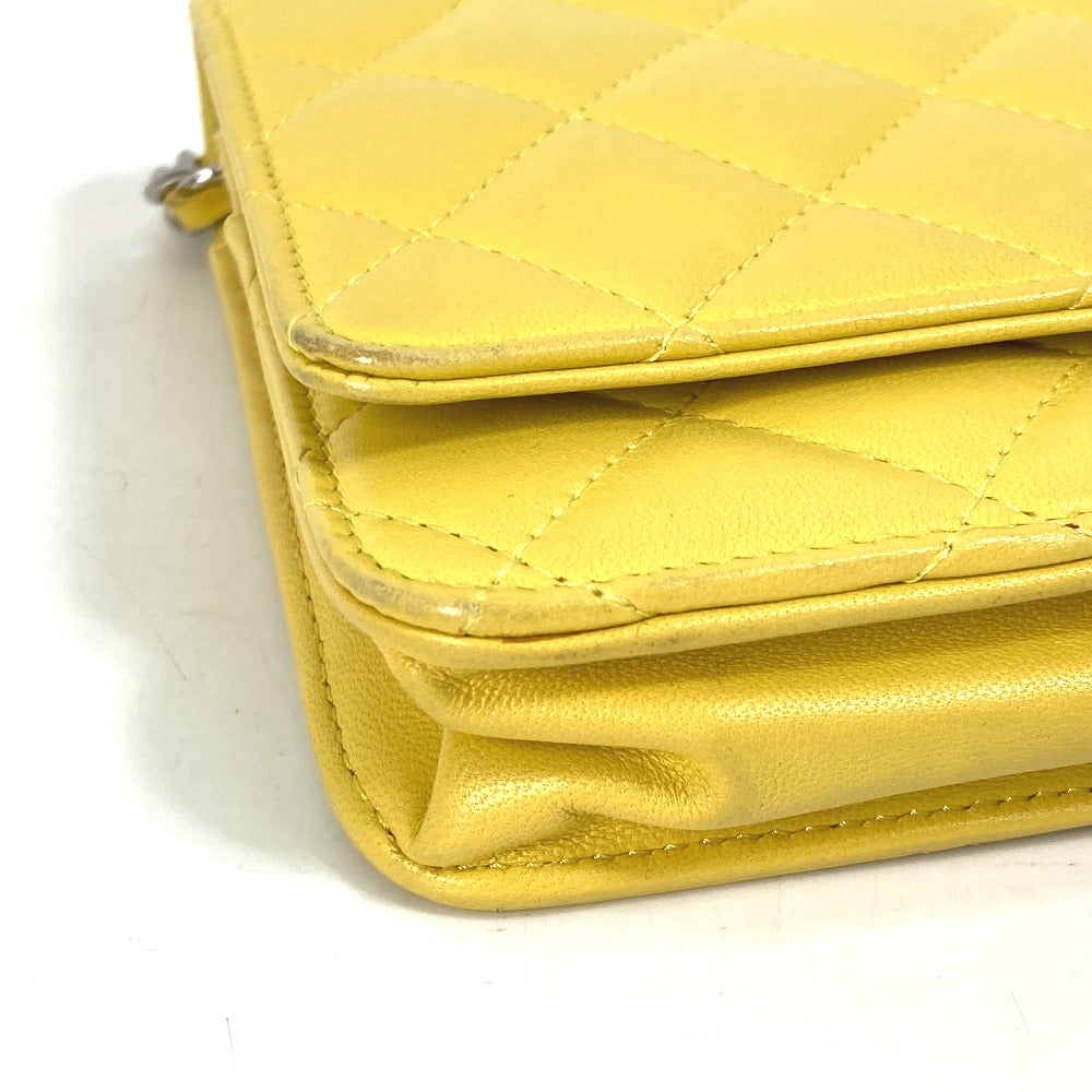 CHANEL Shoulder Bag AP0250 lambskin yellow CC COCO Mark Matrasse quilting