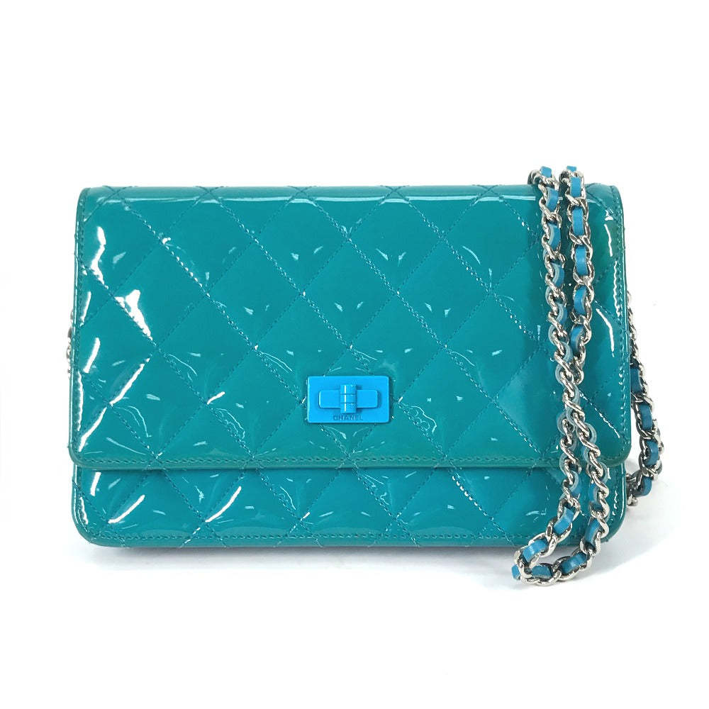 CHANEL Shoulder Bag enamel Blue type 2.55 Hardware Matrasse quilting Women Used