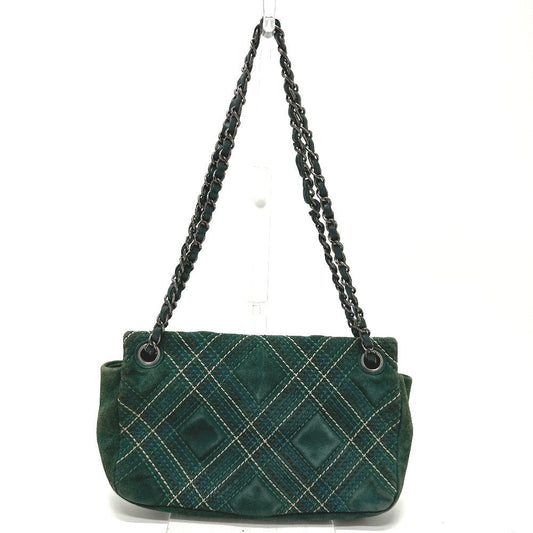 CHANEL Shoulder Bag suede green CC COCO Mark Matrasse 25 Women Used