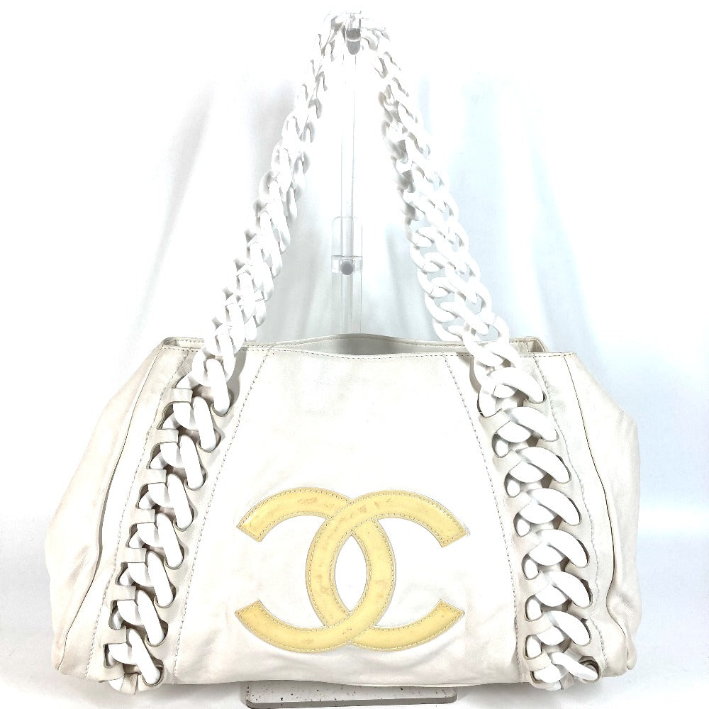 CHANEL Shoulder Bag leather white Shoulder Decacoco CC COCO Mark Women Used