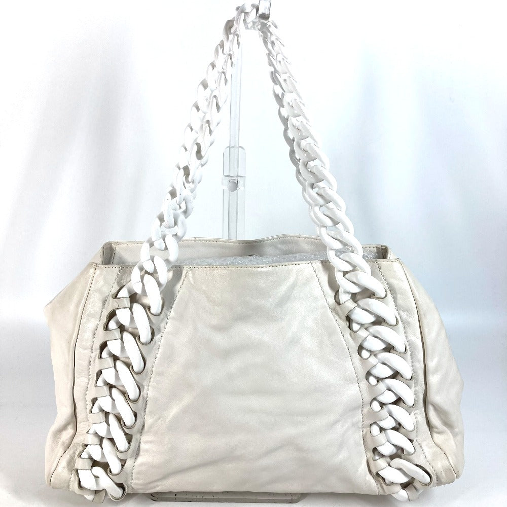 CHANEL Shoulder Bag leather white Shoulder Decacoco CC COCO Mark Women Used