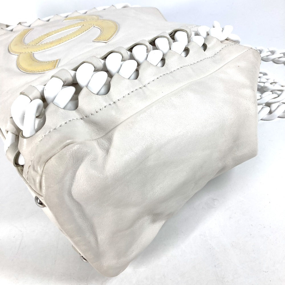 CHANEL Shoulder Bag leather white Shoulder Decacoco CC COCO Mark Women Used
