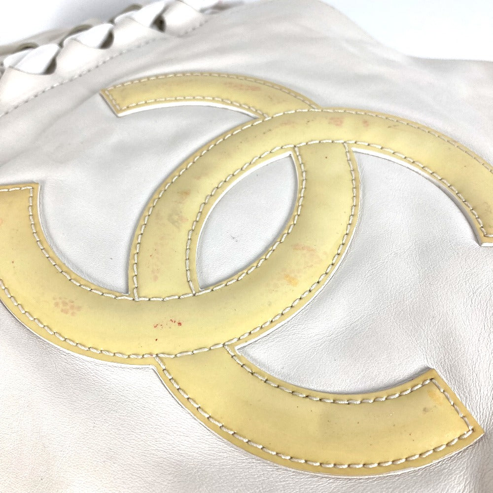 CHANEL Shoulder Bag leather white Shoulder Decacoco CC COCO Mark Women Used