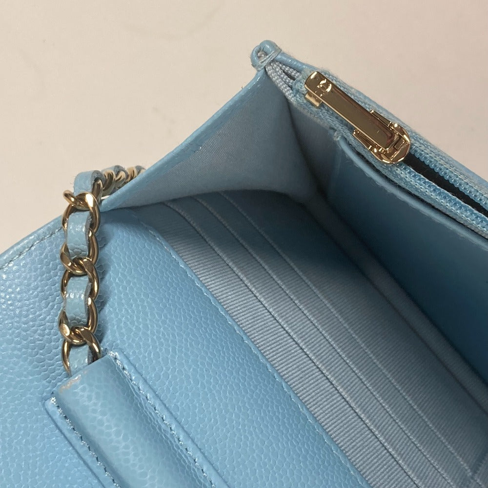 CHANEL Shoulder Bag AP0250 Caviar skin Light blue CCCOCO Mark Matelasse Timeless Classic