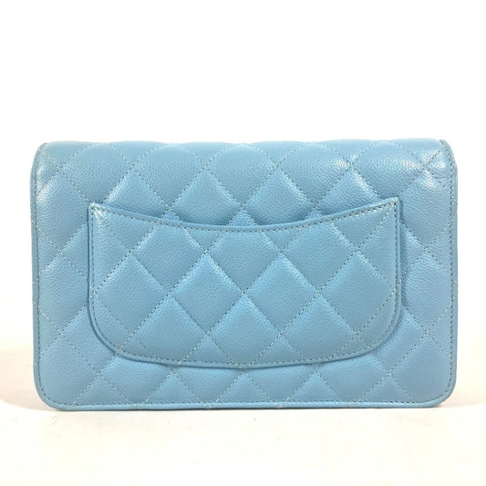 CHANEL Shoulder Bag AP0250 Caviar skin Light blue CCCOCO Mark Matelasse Timeless Classic