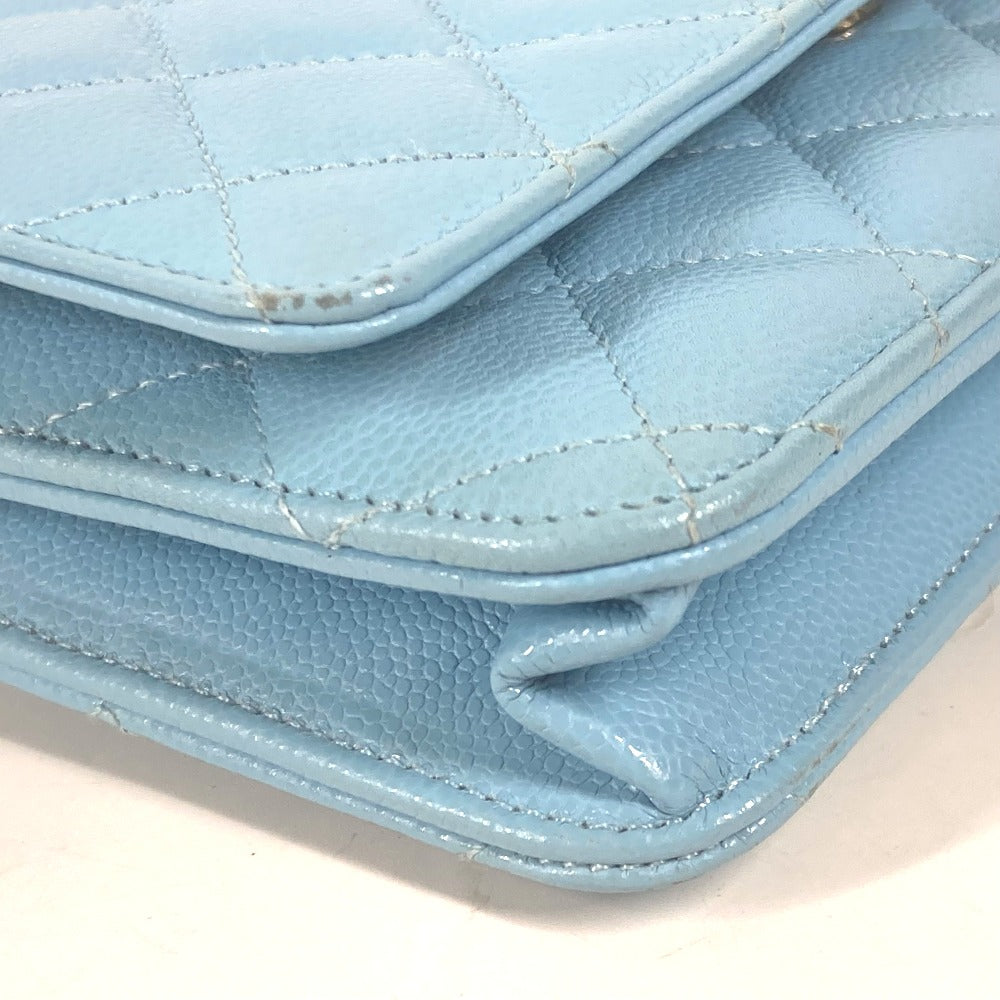CHANEL Shoulder Bag AP0250 Caviar skin Light blue CCCOCO Mark Matelasse Timeless Classic